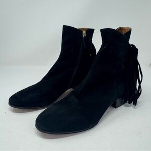 CHLOE | Black Suede Ankle Boots with Fringe Women’s Size 38.5